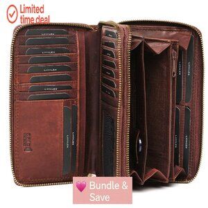 Genuine Leather RFID Wallet Women Multiple Compartments Handcrafted